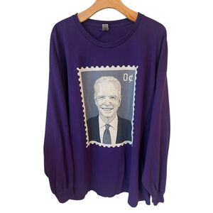Joe Biden Stamp T-Shirt Gildan Unisex Size 3XL Purple Long Sleeve